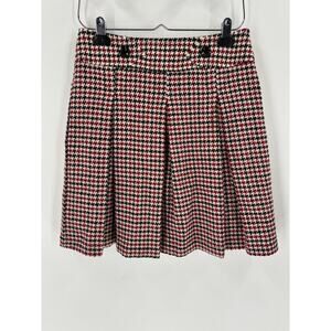 Beebop & Wally Vintage Skirt Womens XS Red Black Pleated Buttons Houndstooth